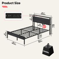Bestier - Bed Frame Platform Bed with Storage Headboard LED Lights and Charging Station Full - Black - Alternate Views