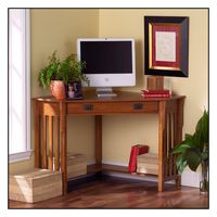 SEI Furniture - Patterson Corner Computer Desk - Mission Oak - Alternate Views