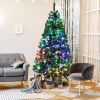 Costway - 7ft Pre-lit Fiber Optic PVC Artificial Christmas Tree w/ 820 Branch Tips - Green - Alternate Views