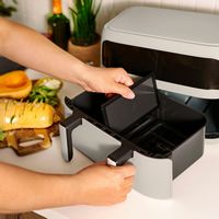 bella PRO - 4-qt. TriZone Touchscreen Air Fryer with Dual Flex Basket - Oatmilk - Alternate Views