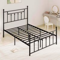 Costway Queen Size Metal Bed Frame with Headboard Under-bed Storage Mattress Foundation - Black - Alternate Views