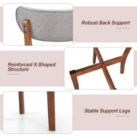 Costway Upholstered Dining Chairs Set of 4 with Solid Rubber Wood Frame, Curved Backrest - Grey - Alternate Views