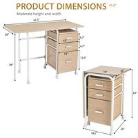 Costway - Folding Laptop Desk with Three Drawers - Natural - Alternate Views