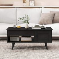 Costway Lift Top Coffee Table with Storage Hidden Compartment Cabinet & Open Shelf - Black - Alternate Views
