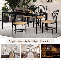Costway Dining Chairs Set of 2 High Back Chairs Metal Frame Footrests Kitchen - Black/Natural - Alternate Views