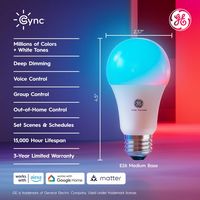 Cync - A19 LED Light Bulb, Matter Compatible, Color Changing, 1pk - Full Color - Alternate Views