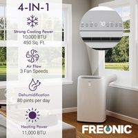 Freonic - 14,500 BTU Portable Air Conditioner with Supplemental Heat - White - Alternate Views