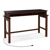 Costway Bar Table with Power Outlets Counter Height Table with Storage Compartments Wooden - Black - Alternate Views