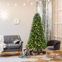 Costway - 6ft Pre-lit Hinged Christmas Tree w/ Remote Control & 9 Lighting Modes - Green - Alternate Views