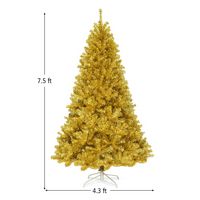 Costway - 7.5ft Artificial Tinsel Christmas Tree w/1258 Tips Foldable Stand - Champagne Gold - Alternate Views