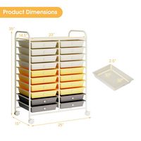 Costway - 20 Drawers Rolling Cart Storage Scrapbook Paper Studio Organizer - Grey/Beige/Yellow - Alternate Views