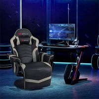 Costway - Massage Swivel Gaming Chair with Recline - Gray + Black - Alternate Views