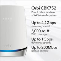 NETGEAR - Orbi AX4200 Tri-Band Mesh WiFi 6 System with 32x8 DOCSIS 3.1 Cable Modem (2-Pack) - White - Alternate Views