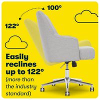 Serta - Leighton Modern Upholstered Home Office Chair with Memory Foam - Cloud Gray - Woven  Fabric - Alternate Views