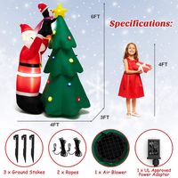 Costway - 6 FT Inflatable Christmas Tree & Santa Claus w/ LEDs & Air Blower - Multicolor - Alternate Views