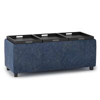 Simpli Home - Avalon Storage Ottoman - Denim Blue - Alternate Views