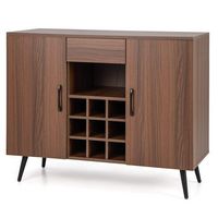 Costway Buffet Sideboard Cabinet Wine Bar Cabinet with Drawer & Adjustable Shelves - Walnut - Alternate Views