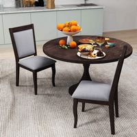 Costway Wood Dining Chairs Set of 2 with Rubber Wood Frame Padded Seat High Backrest - Brown - Alternate Views