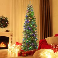 Costway - 7.5FT Pre-Lit Hinged Artificial Christmas Tree w/ 796 Tips & 350 LED Lights - Green - Alternate Views