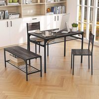 Costway 4 PCS Dinette Set for Small Place Breakfast Nook Modern Dining Table with 2 Chairs Grey -... - Alternate Views