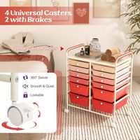 Costway - 12 Drawer Rolling Cart Storage Multicolor Scrapbook Paper Studio Organizer Bins - Gradi... - Alternate Views