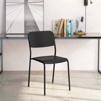 Costway Modern Dining Chairs Set of 4 with Tilted Backrest & Sturdy Metal Legs Plastic - Black - Alternate Views