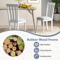 Costway Dining Chair Set of 2 Upholstered Wooden Chairs with Padded Seat Rubber Wood Frame - White - Alternate Views