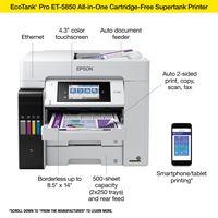 Epson - EcoTank Pro ET-5850 Wireless All-In-One Inkjet Printer - White - Alternate Views