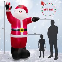 Costway - 8 FT Inflatable Santa Claus Holding Crutch Lollipop Blow-up Christmas Decoration - Mult... - Alternate Views