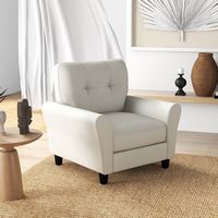 Costway - Modern Upholstered Accent Chair with Rubber Wood Legs - Beige - Alternate Views