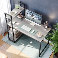 Bestier - 47inch Small Gaming Computer Desk with Shelves for Home Office - Gray - Alternate Views