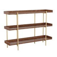 Martha Stewart - Emmett Display Bookcase with Vertical Steel Posts - Walnut Wood Grain/Polished B... - Alternate Views