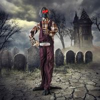 Costway - Halloween Animatronic Shaking Haunted Man w/ Chainsaws Life Size Scary Bio-Human - Brown - Alternate Views