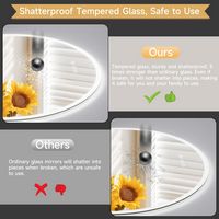 LOVMOR - 24 x 24 Inches Round Tempered Glass LED Bathroom Mirror with Anti-Fog & 3-Color Dimmable... - Alternate Views