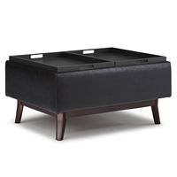 Simpli Home - Owen Tray Top Small Coffee Table Storage Ottoman - Distressed Black - Alternate Views