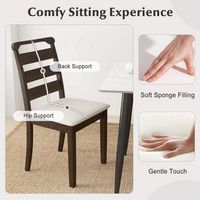 Costway Modern Dining Chair Set of 2 Upholstered Farmhouse Chairs with Rubber Wood Frame - Brown ... - Alternate Views