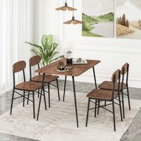 Costway 5-Piece Dining Table Set for 4 Modern Kitchen Dining Room Furniture Set - Rustic Brown - Alternate Views