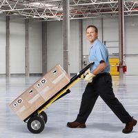 Costway - 3-in-1 Convertible Hand Truck with 4 Rubber Wheels 1000 lbs Max Load Capacity - Black/Y... - Alternate Views