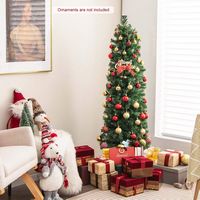 Costway - 5 FT Pre-Lit Artificial Xmas Tree with Colorful Fiber Optics & 361 PVC Branch Tips - Green - Alternate Views