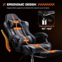 Bestier - Gaming Chair - PU Leather Fixed up Armrest Lumbar Support Ergonomic Reclining PC Chair ... - Alternate Views