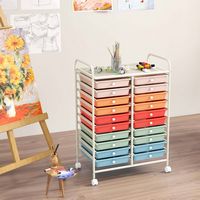 Costway - 20 Drawer Rolling Storage Cart Art Craft Organizer on Wheels Multipurpose - Macaron - Alternate Views