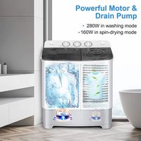 Costway - 13.2 lb. Portable Twin Tub Washing Machine Washer and Spinner 8.8 lb. - Grey and White - Alternate Views