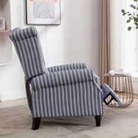 Bestier - 31in Classic Wide Upholstered Stripe Recliner with Wing Back - Blue - Alternate Views