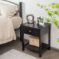 Nightstand with Drawer Storage Shelf Wooden Bedside Sofa Side Table - Alternate Views