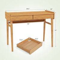 Costway - Bamboo Writing Desk with Storage Drawers and Open Shelf - 39.5
