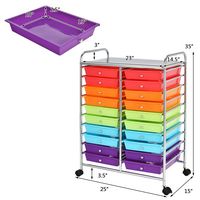 Costway - 20 Drawers Rolling Cart Storage Scrapbook Paper Studio Organizer - Multicolor - Alternate Views