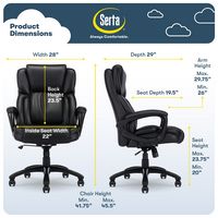 Serta - Garret Bonded Leather Executive Office Chair with Premium Cushioning - Space Black - Alternate Views