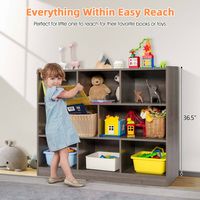 Costway - 3-tier Open Bookcase 8-Cube Bookshelf Storage Display Cabinet French Oak - Grey - Alternate Views