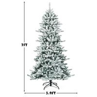 Costway - 7Ft Premium Hinged Snow Flocked Slim Artificial Christmas Fir Tree w/ Pine Cones - Gree... - Alternate Views