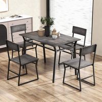Costway 5 Piece Dining Table Set Industrial Rectangular Kitchen Table with 4 Chairs - Grey - Alternate Views